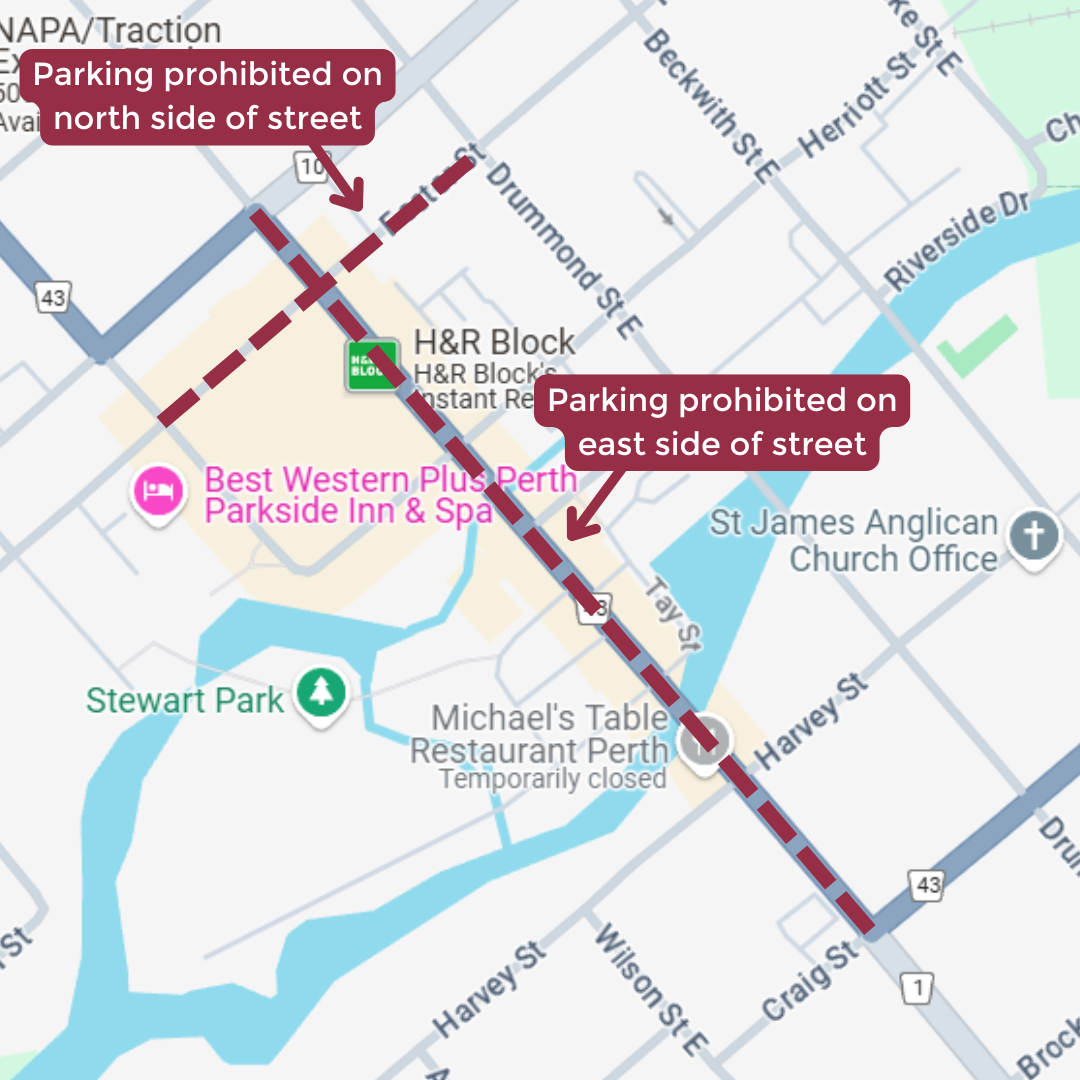 Map showing temporary parking prohibition