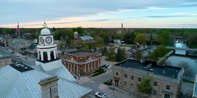 Rear of Town Hall clocktower overlooking the Tay Basin